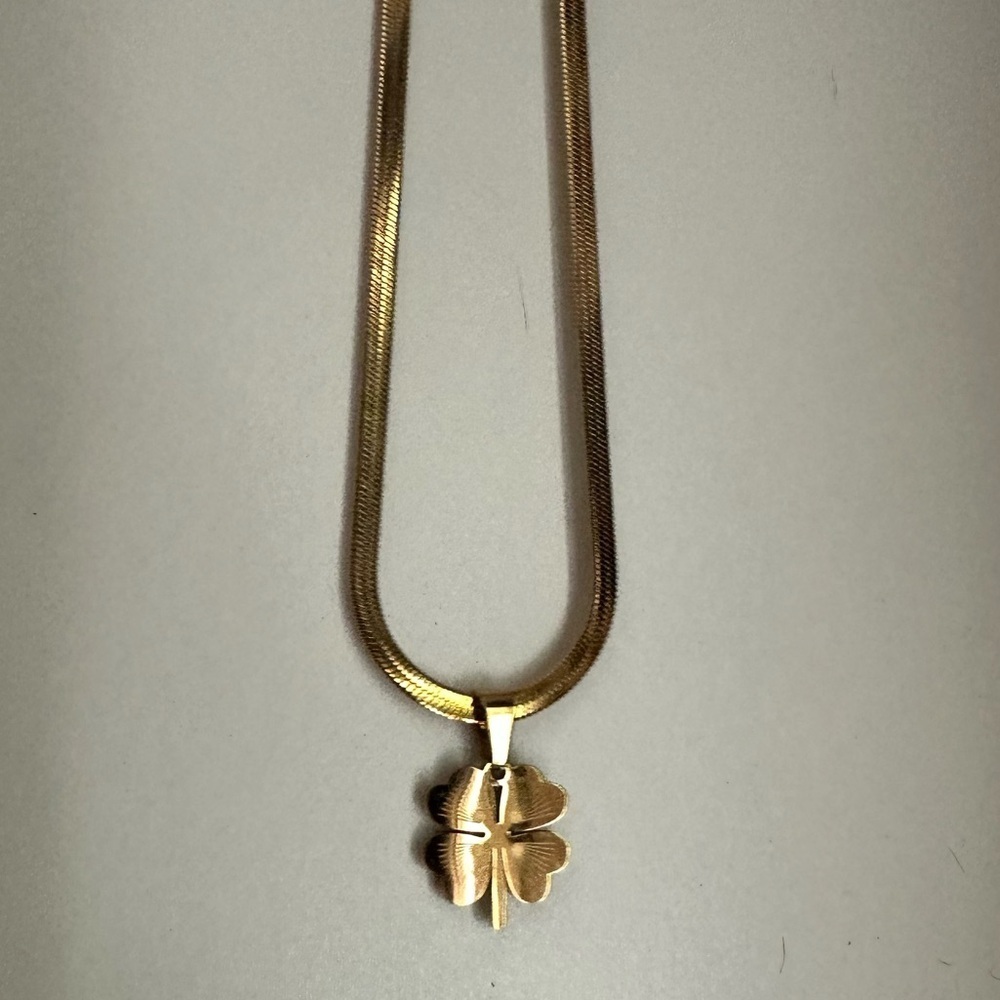 NWOT STAINLESS STEEL GOLD GLOVER NECKLACE - Picture 3 of 3
